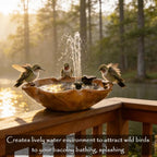 Ceramic Birdbath Solar Fountain, 12.5-Inch Heavy Duty Ceramic Bird Bath Bowl for Outdoor Water Fountain, Wildlife Drinking Station & Ground Feeder, Garden Patio Décor - Image 7