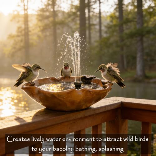 Ceramic Birdbath Solar Fountain, 12.5-Inch Heavy Duty Ceramic Bird Bath Bowl for Outdoor Water Fountain, Wildlife Drinking Station & Ground Feeder, Garden Patio Décor - Image 7