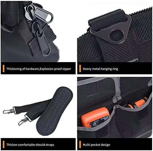 FASTECH 22-inch Wide Mouth Tool Bag with Water Proof Molded Base, Waterproof Tool Organizer Bag for Men with Adjustable Shoulder Strap (Grey-22INCH) - Image 4