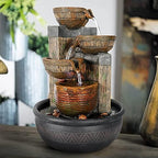 Hamiedun Tabletop Water Fountains Indoor Waterfall and Calming Water Sound Relaxation Desktop Fountain，The for Office, Room Decoration, Portable Feng Shui Fountain Indoor and Outdoor (15.7iches) by Hamiedun