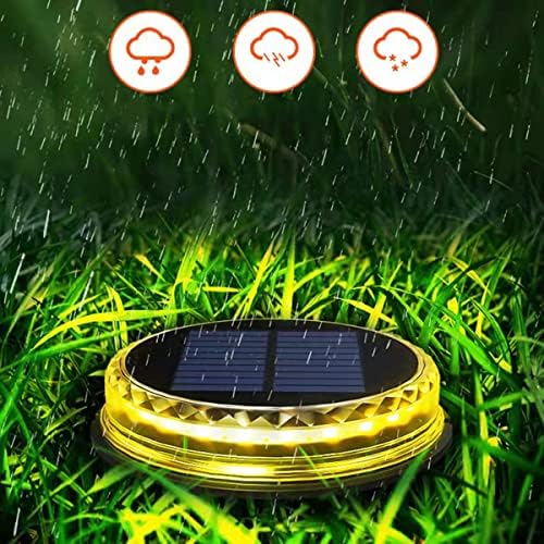 4-Pack Solar Ground Lights Warm White Light Disk Light Solar Powered Outdoor Waterproof in-Ground Lights Warm White Light for Pathway, Yard, Deck, Lawn, Patio, Walkway - Image 4
