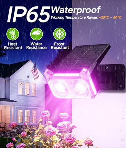 LETMY Solar Lights Outdoor Waterproof IP65, 4 Pack Solar Spot Lights Outdoor with 14 Big LEDs, 2-in-1 Wall Lights & 7 Modes Solar Landscape Spotlights for Pathway Yard Patio Decor Garden Gifts (RGB) - Image 6