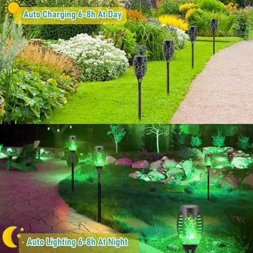 Solar Lights Outdoor, Solar Torch Light with Flickering Flame for Garden Decor, 20.5'' Small Size Solar Powered Garden Lights, Waterproof Flame Torches for Outside Patio Pathway Yard Decorations - Image 4