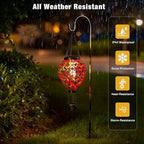 SAVENNA Mosaic Glass Hot Air Balloon Solar Lantern, Flickering Flame Effect Hanging Solar Light, Multicolor Projection for Garden Patio Yard Outdoor Decor - Image 6