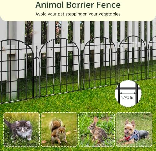 12 Panels Garden Fence, 13.8 ft(L) x 17 in(H) Arched No Dig Fence, Decorative Animal Barrier Fencing with Ground Stake, Rustproof Metal Garden Edging Border for Dog, Rabbit, Outdoor Yard Patio Decor - Image 3