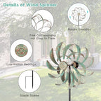 13" Metal Wind Spinner with Stake,Kinetic Wind Sculptures for Yard - Image 5