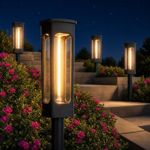 LIANGLOME Solar Pathway Lights Outdoor, Bright LED Garden Lights Warm White by LIANGLOME