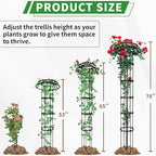 2 Pack Umbrella Top Trellis for Climbing Plants, 76 Inch Tall Adjustable Plant Support for Outdoor Indoor Garden, Sturdy Metal Core with Plastic Coating, Black - Image 2