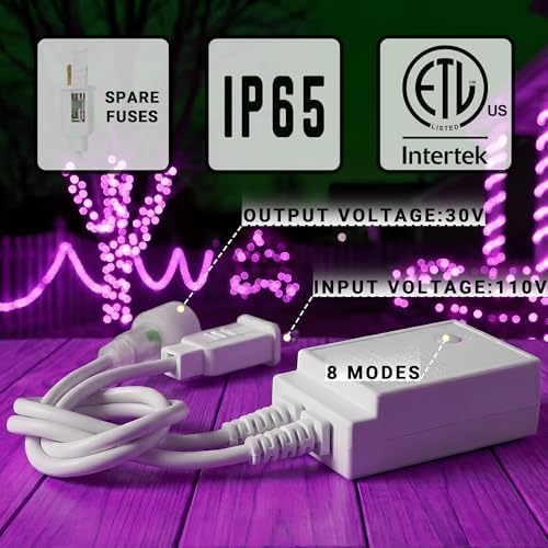 50ft Rope Lights For Outside,Connectable & Flexible Tube Lights with 8 Modes Controller,Waterproof Purple LED Rope Lighting for Deck,Garden,Pool,Patio,Bedroom,Party,Indoor & Outdoor Landscape Lighting - Image 2