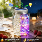 VOOKRY 12 Pack Solar Mason Jar Lights, 30 LED Mason Jar Lids Waterproof Firefly Fairy String Lights with 12 Hangers(No Jars), for Outdoor Patio Garden Yard Lawn Party Wedding Decoration - Multicolor - Image 6
