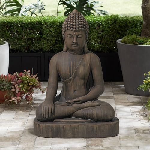 John Timberland Sitting Buddha 29 1/2" High Dark Sandstone Outdoor Statue - Image 2