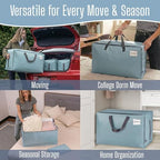 VENO 10 Pack Extra Large Heavy Duty Moving Bags with Wide Opening & Reinforced Handles, Reusable Storage Tote Bags with Strong Zippers for Clothes, College Dorm Essentials & Moving Supplies - Image 6