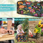 Colorful Flowers Garden Tool Bag Organizer Heavy Duty Spring Summer Gardening Tote Bag with 10 Pockets for Women Men Gardening Gifts - Image 7