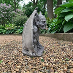 OLOMA Sitting Gargoyle Concrete Garden Statue Gothic Winged Bat Demon Sculpture Handcrafted Outdoor Fantasy Lawn Yard Decor Weather Proof Ornament Spooky Garden Art Mythical Creature Accent - Image 5