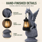 Qeeman Solar Dragon Garden Statue with Lantern: Outdoor Resin Garden Accent - Image 3