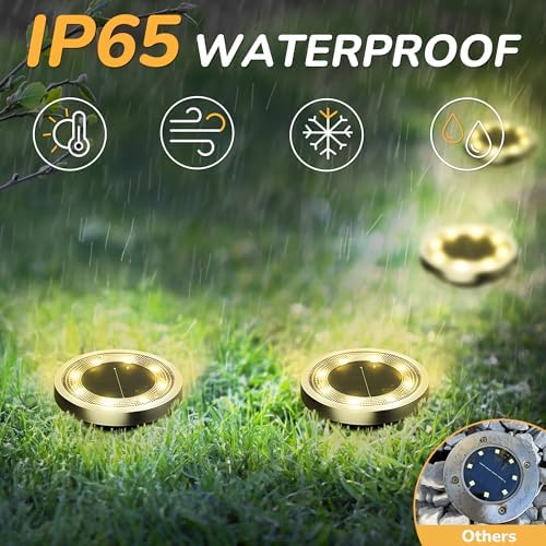 INCX 16Pack Solar Ground Lights Outdoor, 8 LED, IP65 Waterproof, Warm White - Image 3