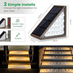 JOFIOS Solar Step Lights for Outside,16pack Solar Stair Lights Outdoor Waterproof IP67,Outdoor Deck Step Lights,Solar Outdoor Lights for Staircase,Patio,Front Step(Warm Brown)… - Image 4