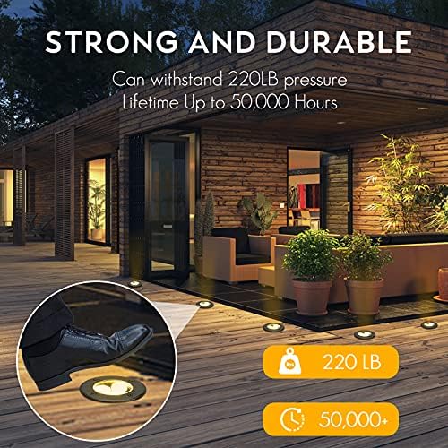 Low Voltage In-ground Light LED Well Lights Landscape Lighting 3W 12V 24V Outdoor Landscape Light Waterproof IP67 Pathway Driveway Deck Step Fence Garden Lights (Warm White) - Image 5