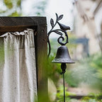 Cast Iron Dinner Doorbell, Flower and Bird Decorative Bells, Manually Shaking Wall Hanging Wind Chimes for Outdoor Garden Backyard Farmhouse Church - Image 4