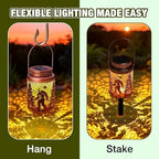 Cooo 4 Pack Solar Lanterns Outdoor Waterproof Bigfoot Sasquatch Christmas Trees Solar Pathway Lights Landscape Path Christmas Gifts for Women Mom Grandma Outdoor Table Lamp Garden Yard Decor-Rose Gold - Image 3