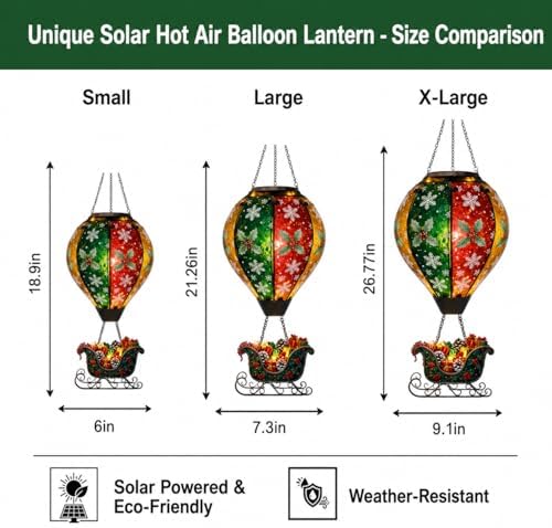 Snowflake Hot Air Balloon Solar Lantern, Christmas Hanging Garden Light - Image 5