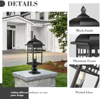 Emliviar 22 Inch Large Outdoor Lamp Post Light, Farmhouse Pole Lights for Outside Patio, Waterproof Aluminum in Black Finish with Seeded Glass, DE279P-M BK - Image 4