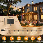 Hotsonic Solar Outdoor String Lights Waterproof, 50FT Remote Control LED Outside Lights with Shatterproof Bulbs, Dimmable Hanging Lights for Patio Porch Garden pergola Yard House Bistro Party decors ﻿ - Image 7