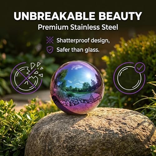 Lulu Decor, Rainbow Stainless Steel Gazing Mirror Ball Size 14, Smooth Reflective Shiny Garden Decoration Globe - Image 3