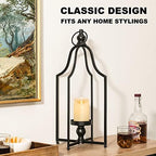 Glitzhome 22" H Modern Farmhouse Black Metal Lantern Decorative Hanging Candle Lanterns (Large) - Image 2