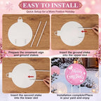 Drydiet 3 Pack Metal Christmas Yard Signs Decor Xmas Yard Stakes Outdoor with Stakes for Holiday Outdoor Garden Lawn Pathway Decoration (Pink Ball) - Image 3