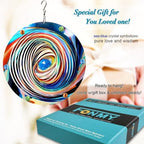 FONMY Mandala Wind Spinner w/Crystal Ball-Blue Plenet 3D Stainless Steel Hanging Spinners Worth Gift Christmas Decoration Indoor/Outdoor Garden Décor Kinetic Yard Art 12 Inches Wind Sculpture - Image 2