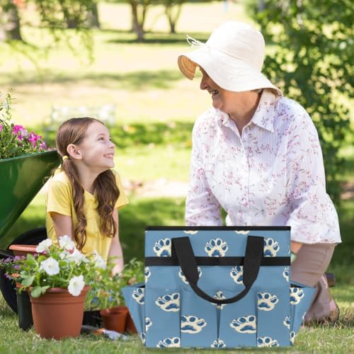 Paw Garden Tool Bag Organizer Heavy Duty Dog Paw Gardening Tote Bag with 10 Pockets for Women Men Gardening Gifts - Image 2