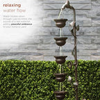 Alpine Corporation MAZ254 Outdoor Floor Tiered Vintage Water Fountain w/ 6 Hanging Cups, Soothing Tier Waterfall, 38", Bronze - Image 5