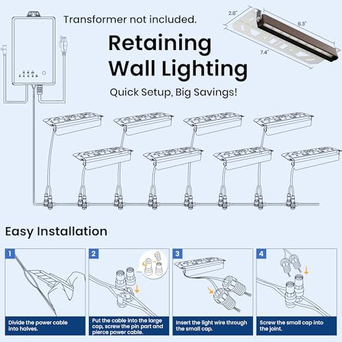 Retaining Wall Lights, Low Voltage Landscape Outdoor Step Lighting 16 Pack - Image 6