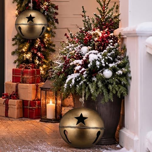 Civaner 1 Pcs 8 Inch Giant Metal Christmas Bronze Jingle Bell - Image 5