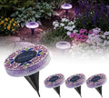 Solar Disk Lights Outdoor Waterproof, Decorative Mosaic Solar Ground Lights, Highly Weather-Resistant Landscape Lighting for Garden, Pathway, Walkway, Patio, Yard Decor (4, Purple) by Unknown