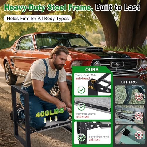 Garden Kneeler and Seat Heavy Duty - Anti-Tip Super Stable Multifunctional Gardening Stool Bench,Wide 12.7" Pads,Foldable Ergonomic Handles for Seniors Women Men Pain-Free Weeding,Planting Yard Work - Image 5