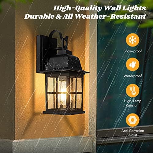 TOBUSA 2-Pack Outdoor Light Fixtures, 100% Aluminium Waterproof Exterior Wall Lantern, Anti-Rust Outside Black Wall Sconce Porch Lights for House Garage, Doorway, Bulbs Not Included - Image 3