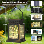 2 Pack Farmhouse Solar Lanterns , Water Ripple Glass & Copper Wire Flickering Light,Outdoor Waterproof Upgraded Solar and 2 AA Batteries Powered, for Outside Porch, Patio and Indoor Tables. - Image 6