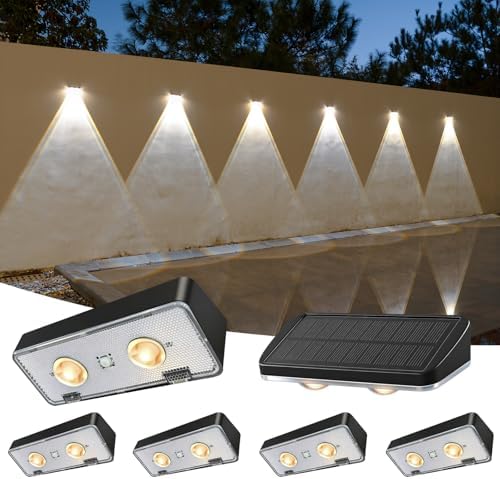 EGOBOO Outdoor Solar Lights for Fence, 12H Runtime, IP65 Waterproof, 6 Pack by EGOBOO
