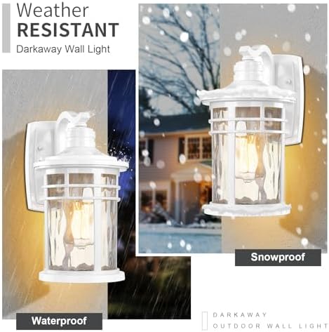 Darkaway Outdoor Wall Light Fixture,Outside Porch Lights Wall Mounted with Water Ripple Glass Exterior Waterproof Lantern Modern Wall Sconce Lighting for Front Door Yard Patio - Image 4