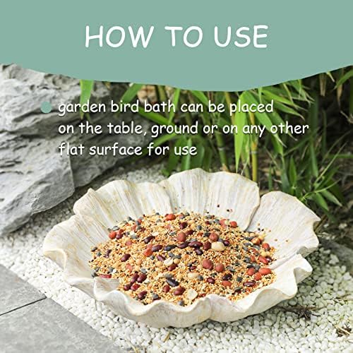 MUMTOP Bird Bath for Outdoors, Resin Garden Flower Birdbath Bowl Yard Decor - Image 6