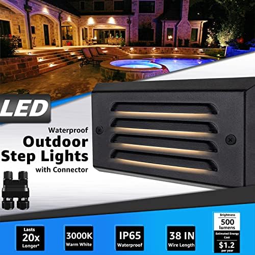 SUNVIE 8-Pack Low Voltage Step Lights 5W 6in Outdoor Black Cast-Aluminum - Image 2
