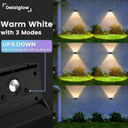 Solar Lights Outdoor Waterproof IP67, WarmWhite Solar Wall Lights Outdoor, Up and Down Fence Lights Solar Powered Dusk to Dawn for Patio, Garden, Backyard, Porch, Pathway, Door, Garage (8 Pack) - Image 2