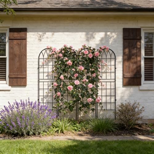 4 Pack Metal Garden Trellis for Climbing Plants, Black - Image 2