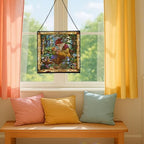 Gnome Mother Tending Her Child Stained Glass Suncatcher – Square Hanging Window Panel for Home, Garden, Nursery, Halloween, Christmas, Memorial Day – Whimsical Glass Art Gift for Gnome Lovers tpjzue - Image 5