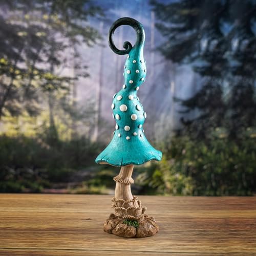 Pacific Giftware Whimsical Garden Toadstool Mushroom Statue with Twisted Turquoise Cap and White Spots Resin Outdoor Fantasy Decor for Fairy Garden Landscaping 17.2" Tall - Image 5
