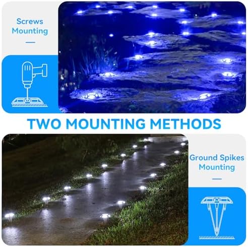 AGPTEK 2 Colors in 1 Solar Driveway Lights 12 Pack with Ground Spike Design - Image 2