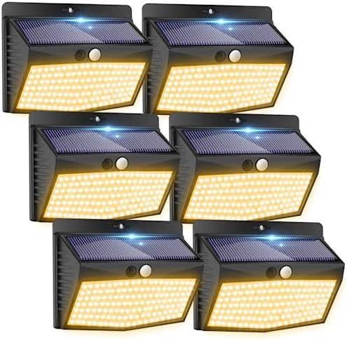 Peasur 6 Pack Solar Motion Sensor Lights Outdoor Waterproof with 3 Modes by Peasur
