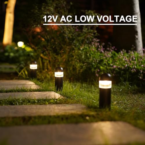 GOODSMANN Landscape Lighting 4PK Low Voltage Landscape Lighting 3W 60 Lumen LED Landscape Bollard Lights Outdoor 2700K Warm White Black with Cable Connectors Replaceable LED Bulbs - Image 4